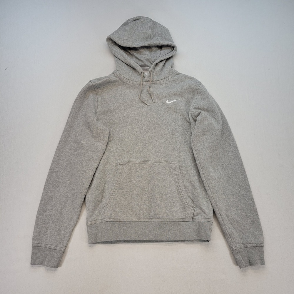 Nike Hoodie Mens Small Gray Sportswear Club Fleece Pullover 611457-063 Swoosh